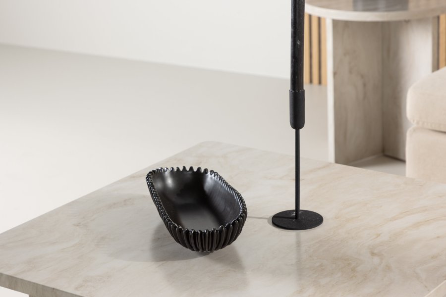 VENTURE DESIGN lesund sofabord, m. hylde, kvadratisk - beige marmor look MDF (75x75)