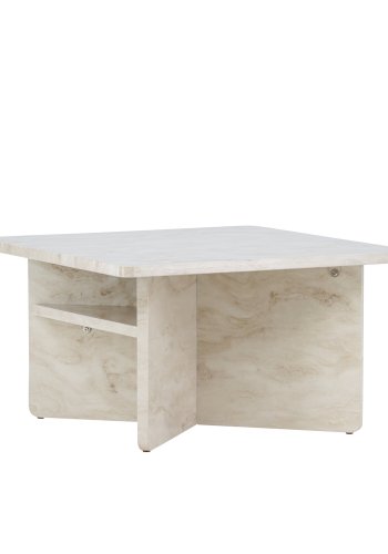 VENTURE DESIGN lesund sofabord, m. hylde, kvadratisk - beige marmor look MDF (75x75)