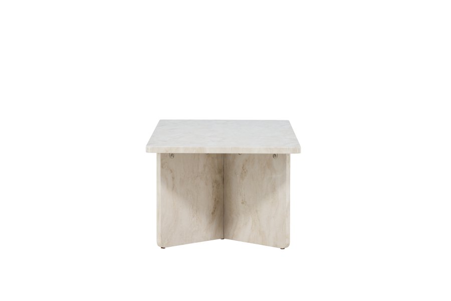 VENTURE DESIGN lesund sofabord, m. hylde, rektangulr - beige marmor look MDF (120x60)