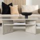 VENTURE DESIGN lesund sofabord, m. hylde, rektangulr - beige marmor look MDF (120x60)
