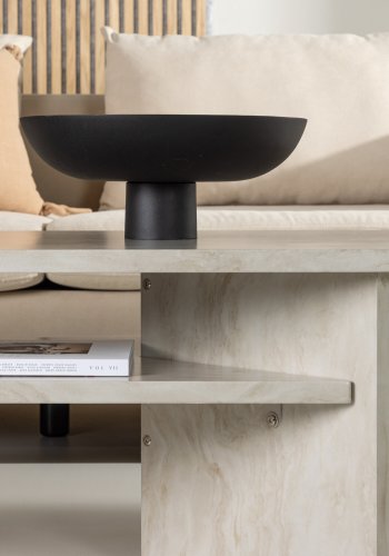 VENTURE DESIGN lesund sofabord, m. hylde, rektangulr - beige marmor look MDF (120x60)