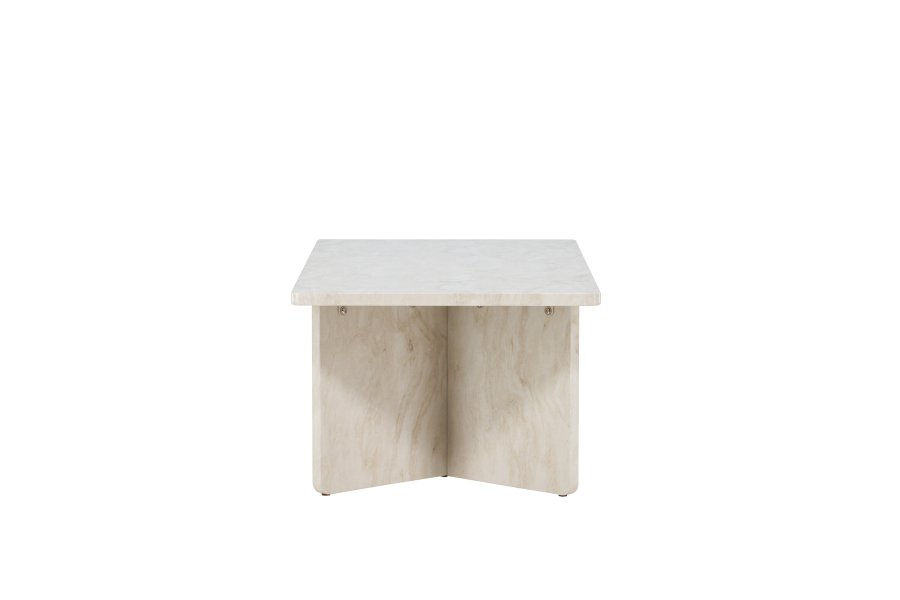 VENTURE DESIGN lesund sofabord, m. hylde, rektangulr - beige marmor look MDF (120x60)