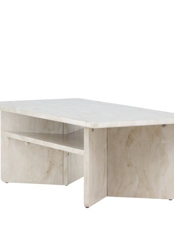 VENTURE DESIGN lesund sofabord, m. hylde, rektangulr - beige marmor look MDF (120x60)