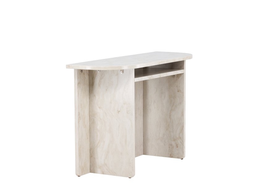 VENTURE DESIGN lesund konsolbord, m. 1 hylde - beige marmor look MDF (120x40)