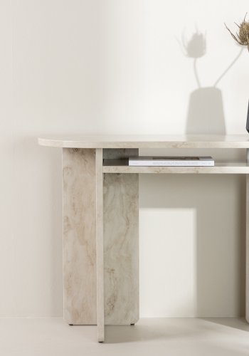 VENTURE DESIGN lesund konsolbord, m. 1 hylde - beige marmor look MDF (120x40)