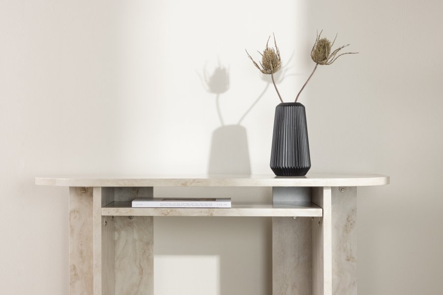 VENTURE DESIGN lesund konsolbord, m. 1 hylde - beige marmor look MDF (120x40)