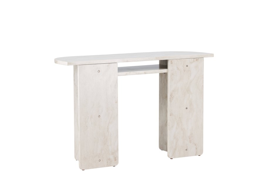 VENTURE DESIGN lesund konsolbord, m. 1 hylde - beige marmor look MDF (120x40)