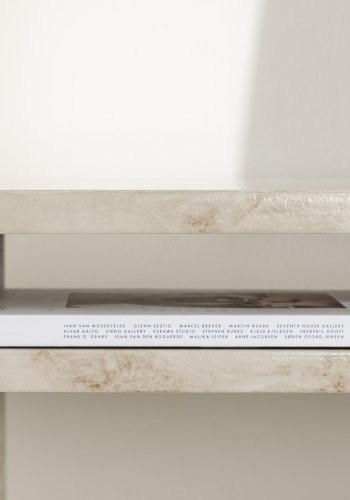 VENTURE DESIGN lesund konsolbord, m. 1 hylde - beige marmor look MDF (120x40)