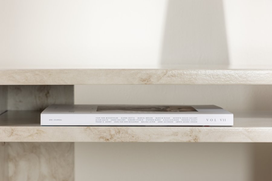 VENTURE DESIGN lesund konsolbord, m. 1 hylde - beige marmor look MDF (120x40)