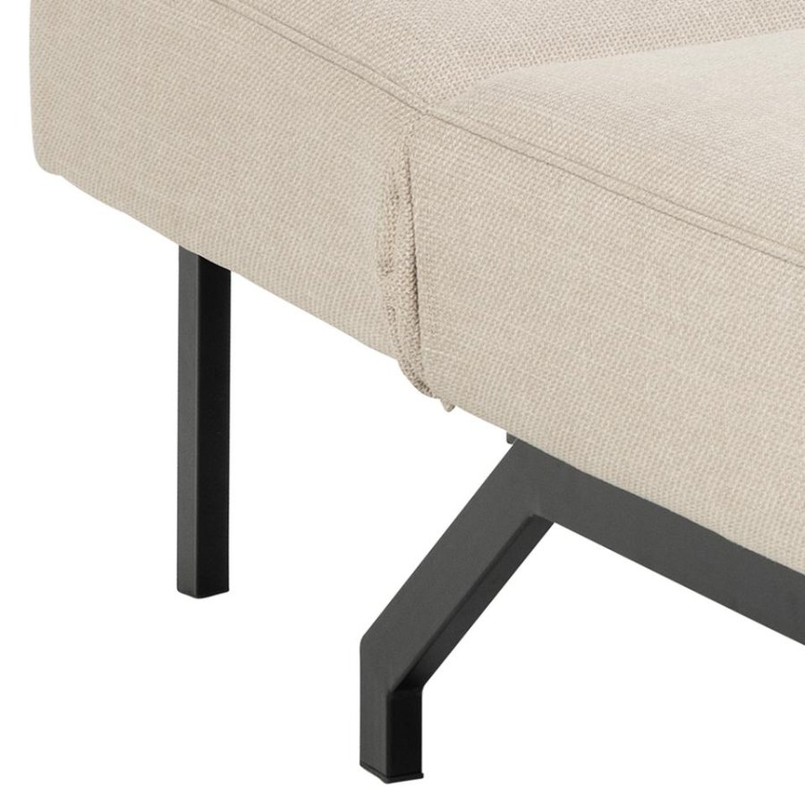 ACT NORDIC Caix sovesofa, m. click & clack, delt rygln, syninger - beige stof og sort stl (198x95)