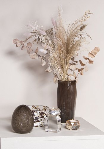 HOUSE OF SANDER Honeysuckle fyrfadsstage - klar og champagne glas (H:10)