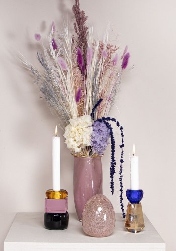 HOUSE OF SANDER Lily lysestage - rav/lyserd/sort krystalglas