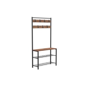 NORDVÄRK GGMBVSTYR001 entrést, m. 7 knager, 3 hylder - natur melamin og sort metal