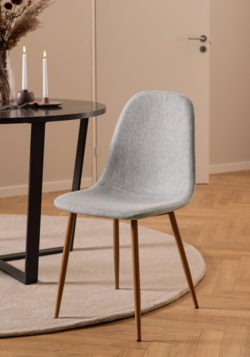 ACT NORDIC Celia spisebordsstol - lysegr stof og egefolieret stl