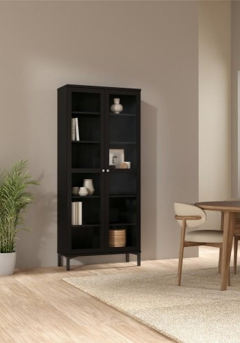 TVILUM Roma porcelnsskab med 2 lger, mat sort, 88,7 x 36,25 x 202,8 cm