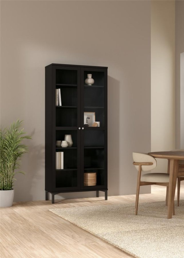 TVILUM Roma porcelnsskab med 2 lger, mat sort, 88,7 x 36,25 x 202,8 cm