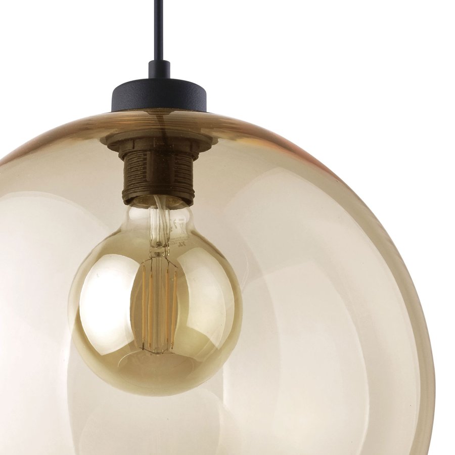 TK Cubus loftlampe - rav glas og sort metal