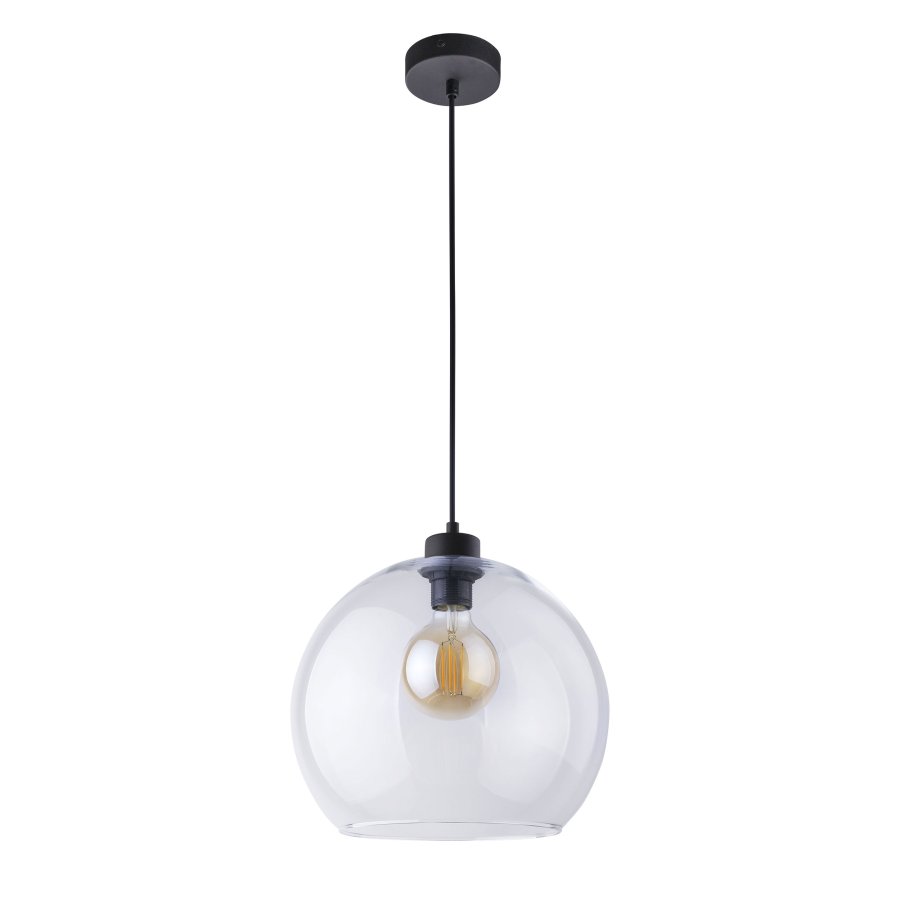 TK Cubus loftlampe - klar glas og sort metal