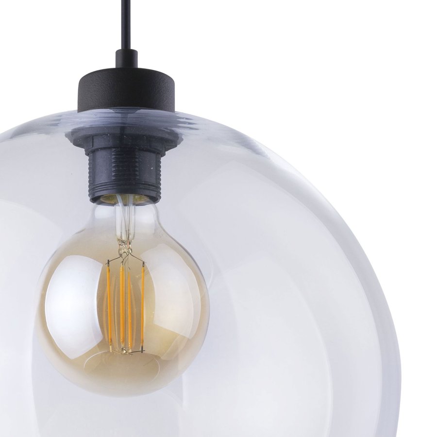 TK Cubus loftlampe - klar glas og sort metal