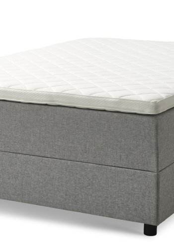 Space Dreams sengebund, m. opbevaring, u. topmadras - lysegr stof og sort tr (200x140)