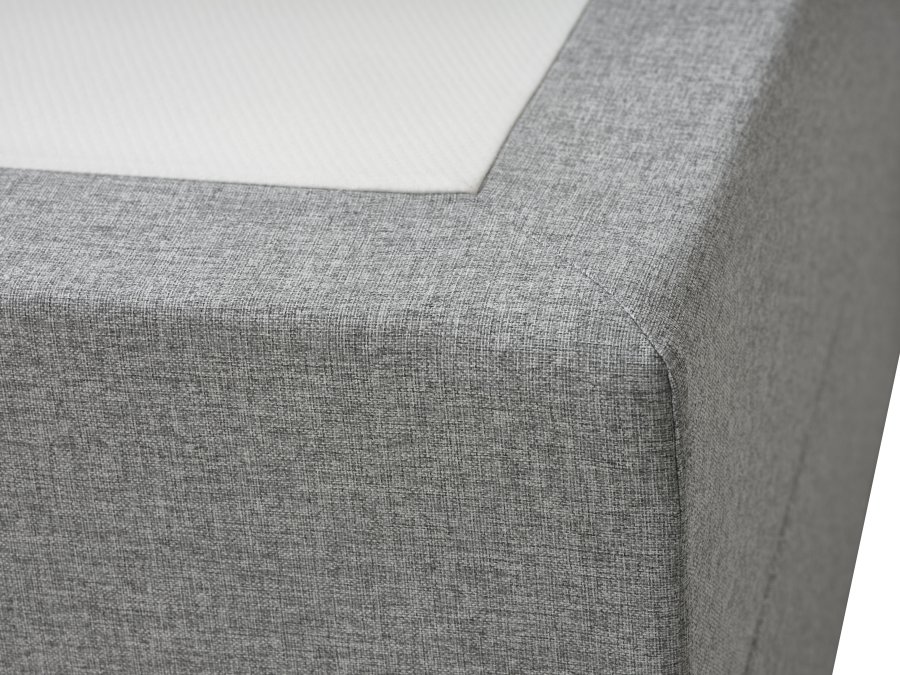 Space Dreams sengebund, m. opbevaring, u. topmadras - lysegr stof og sort tr (200x140)