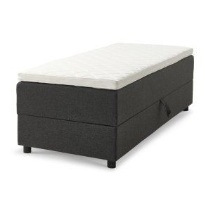 Space Dreams sengebund, m. opbevaring, u. topmadras - antracitgr stof og sort tr (200x80)
