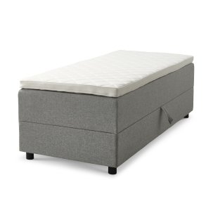   Space Dreams sengebund, m. opbevaring, u. topmadras - lysegr stof og sort tr (200x80)