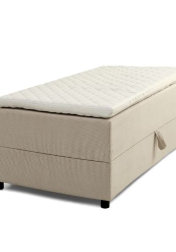 Space Dreams sengebund, m. opbevaring, u. topmadras - beige velour og sort tr (200x80)