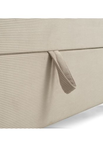 Space Dreams sengebund, m. opbevaring, u. topmadras - beige velour og sort tr (200x80)