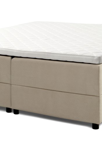 Space Dreams sengebund, m. opbevaring, u. topmadras - beige velour og sort tr (200x180)