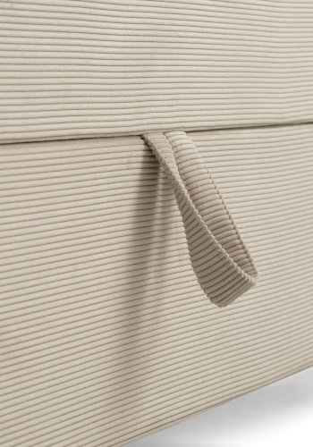 Space Dreams sengebund, m. opbevaring, u. topmadras - beige velour og sort tr (200x180)