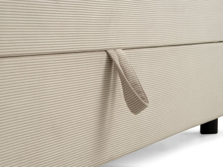 Space Dreams sengebund, m. opbevaring, u. topmadras - beige velour og sort tr (200x180)