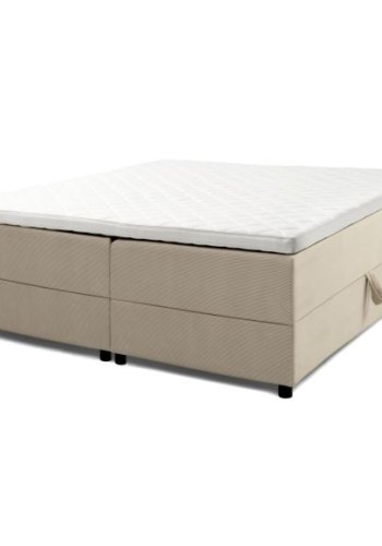 Space Dreams sengebund, m. opbevaring, u. topmadras - beige velour og sort tr (200x160)