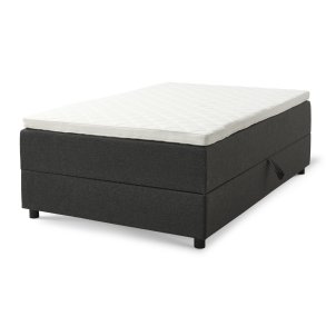 Space Dreams sengebund, m. opbevaring, u. topmadras - antracitgr stof og sort tr (200x120)