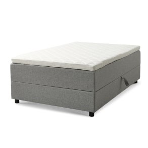  Space Dreams sengebund, m. opbevaring, u. topmadras - lysegr stof og sort tr (200x120)