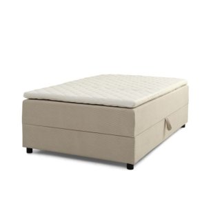 Space Dreams sengebund, m. opbevaring, u. topmadras - beige velour og sort tr (200x120)