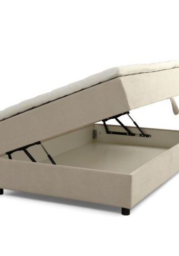 Space Dreams sengebund, m. opbevaring, u. topmadras - beige velour og sort tr (200x120)