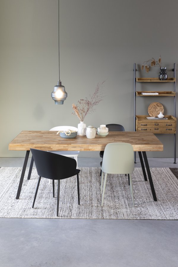 WHITE LABEL LIVING Suri spisebord, rektangulr - natur teaktr og metal (160X78)