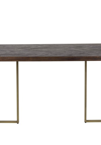 DUTCHBONE Klasse spisebord, sildeben, rektangulr - brun tr og guld stl (220X90)