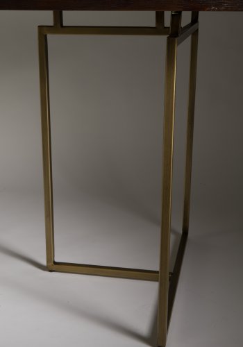 DUTCHBONE Klasse spisebord, sildeben, rektangulr - brun tr og guld stl (220X90)
