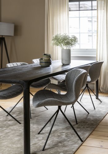 ZUIVER Storm spisebord, rektangulr - sort asketrsfinér og sort asketr (180x90)