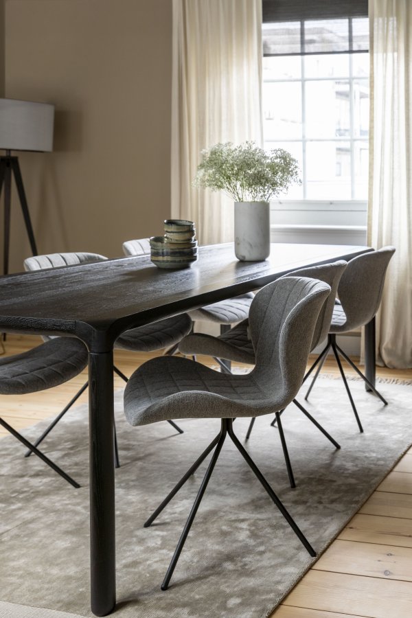 ZUIVER Storm spisebord, rektangulr - sort asketrsfinér og sort asketr (180x90)