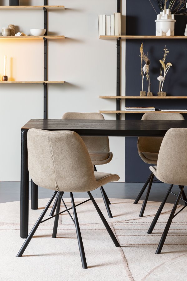 ZUIVER Storm spisebord, rektangulr - sort asketrsfinér og sort asketr (220x90)