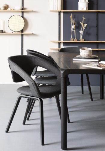 ZUIVER Storm spisebord, rektangulr - sort asketrsfinér og sort asketr (220x90)