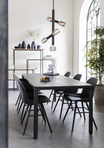 ZUIVER Storm spisebord, rektangulr - sort asketrsfinér og sort asketr (220x90)