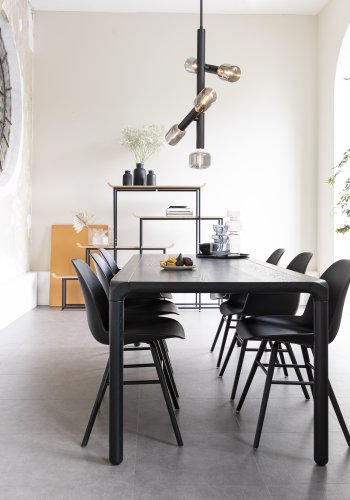 ZUIVER Storm spisebord, rektangulr - sort asketrsfinér og sort asketr (220x90)