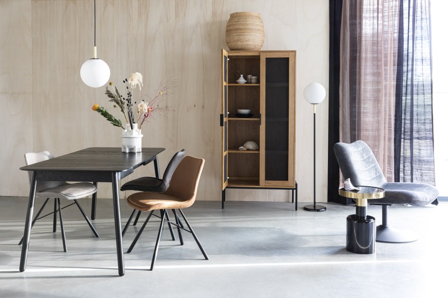 ZUIVER Glimps spisebord, m. butterflybordplade - sort egetrsfinér og asketr (120/162x80)