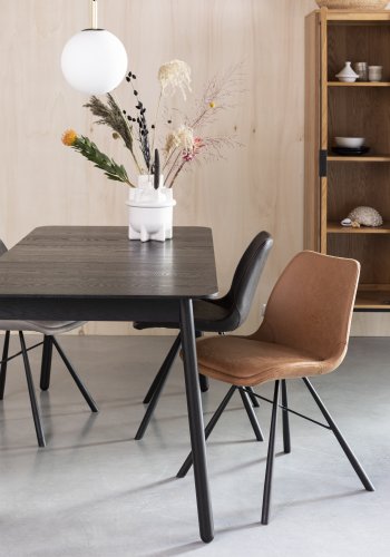 ZUIVER Glimps spisebord, m. butterflybordplade - sort egetrsfinér og asketr (120/162x80)