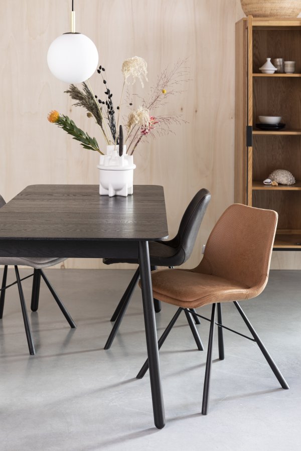 ZUIVER Glimps spisebord, m. butterflybordplade - sort egetrsfinér og asketr (120/162x80)