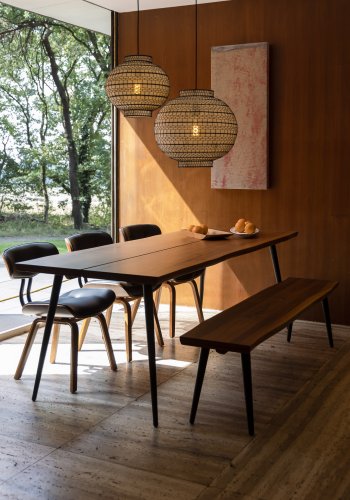 DUTCHBONE Alagon spisebord, rektangulr - brun valnddefinér og sort stl (200X90)